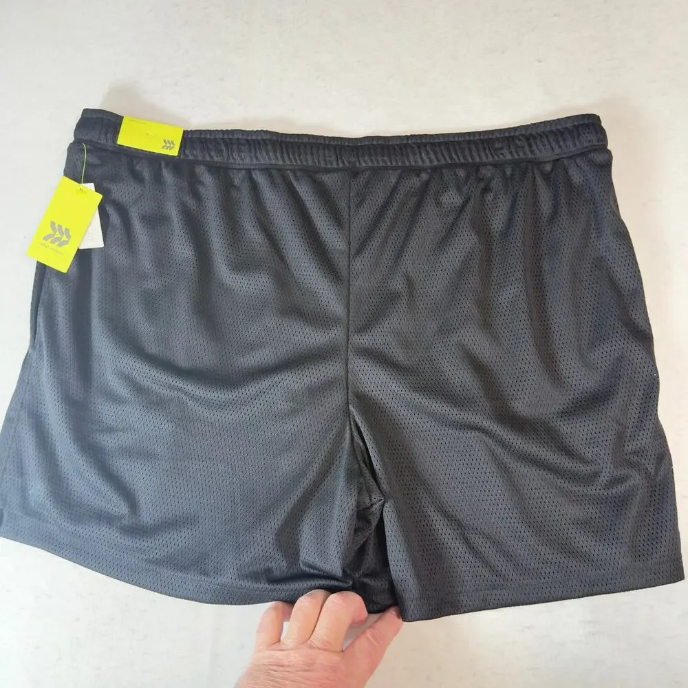 All In Motion Men XXL Mesh Athletic Short NWT Black Recycled Poly Drawstring